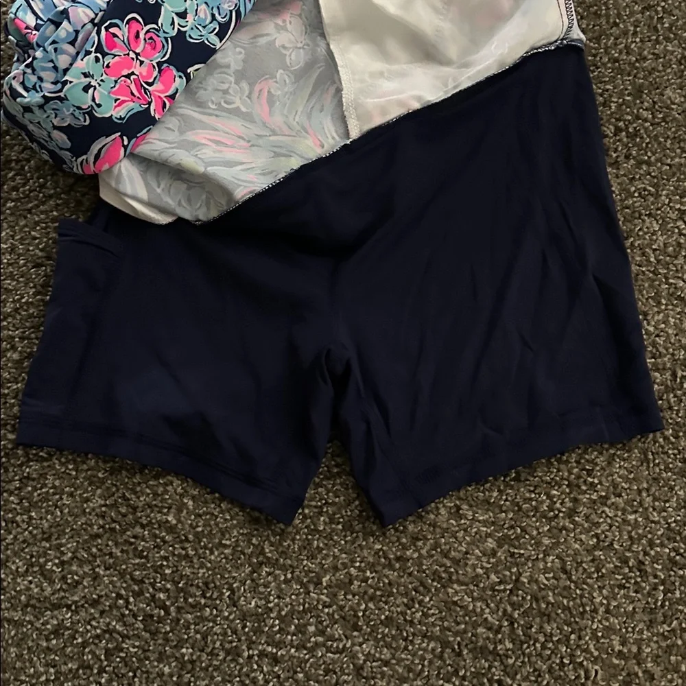 Lilly Pulitzer Navy Floral Mini Skirt - Picture 2 of 3